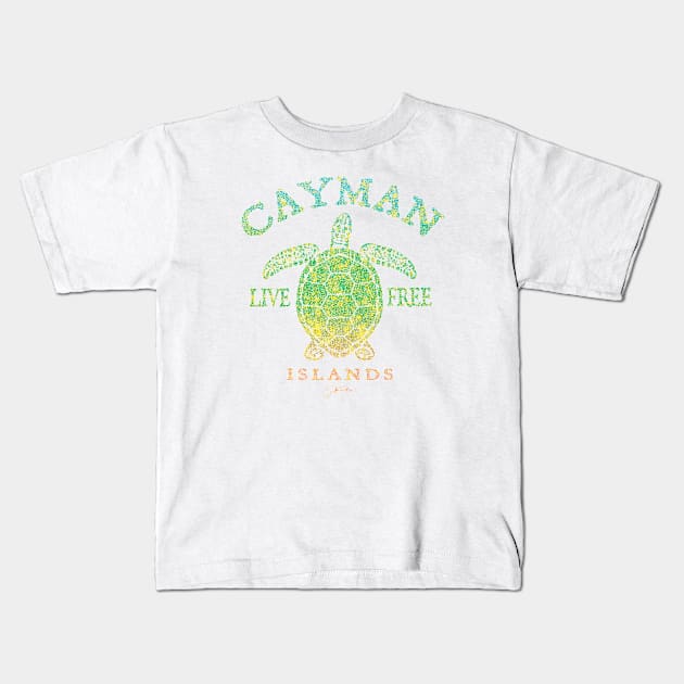 Cayman Islands Live Free Sea Turtle Kids T-Shirt by jcombs